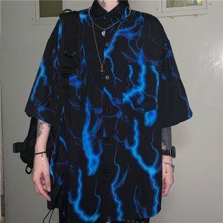 Short-sleeve Lightning Print Shirt