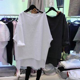 Plain Batwing-sleeve T-shirt