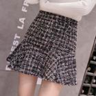 Ruffle-trim Mini A-line Tweed Skirt