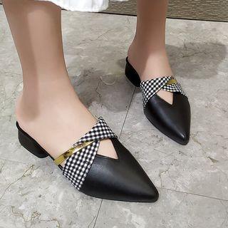 Plaid Twist Detail Pointed Mules