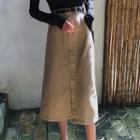 Midi A-line Skirt Khaki - One Size