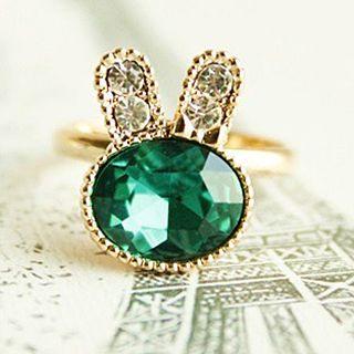 Rhinestone Rabbit Earrings / Clip On Earrings