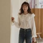 Layered Frill-collar Blouse Ivory - One Size