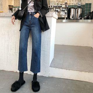 Frayed Straight-leg Crop Jeans