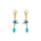 Fashion And Elegant Plated Gold Enamel Butterfly Earrings With Imitation Pearls Golden - One Size