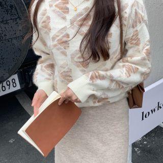 Long-sleeve Mock Neck Jacquard Sweater