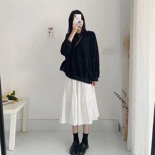 Set: Pullover + Shirred Midi A-line Skirt