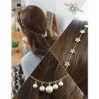 Rhinestone Hair Band With Faux-pearl Chain Strap