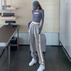 Long-sleeve Lettering T-shirt / Harem Sweatpants