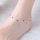 925 Sterling Silver Stone Anklet Platinum Plating - One Size