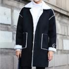 Lettering Single-breasted Faux Shearling Coat