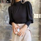 Mock-neck Puff-sleeve Napped Top