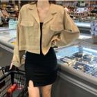 Flap-pocket Cropped Button-up Jacket