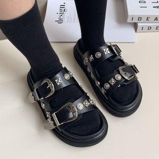 Embellished Buckled Platform Sneakers