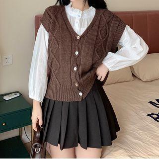 Sweater Vest / Ruffle Blouse