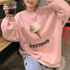 Ice Cream Print Sweatshirt Pink - One Size