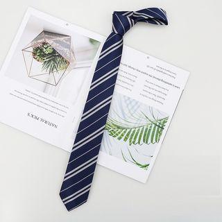 Striped Neck Tie White Stripes - Blue - One Size