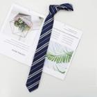Striped Neck Tie White Stripes - Blue - One Size