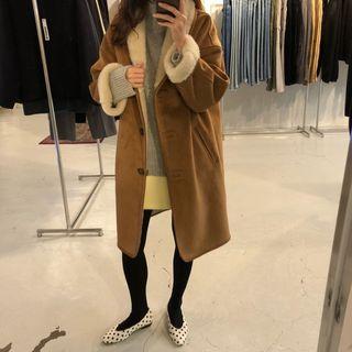 Faux Suede Button Long Coat