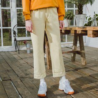 Plaid Panel Wide Leg Pants