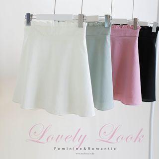 Band-waist Frilled-trim A-line Skirt