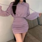 Horn Accent Mini Hoodie Dress Purple - One Size