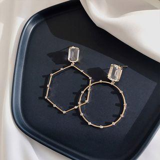Faux Crystal Geometric Hoop / Hexagon Dangle Earring