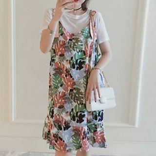 Strappy Leaf Print Dress
