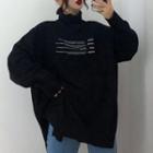 Turtleneck Lettering Sweater Black - One Size