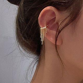 Fringed Alloy Cuff Earring G0543 - 1 Pc - Gold - One Size