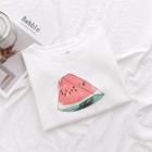 Watermelon Printed Short Sleeve T-shirt White - One Size