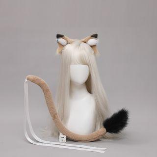 Fluffy Lion Ear Hair Clip / Tail / Set
