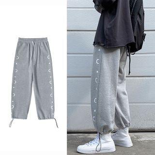 Crescent Print Drawstring Sweatpants