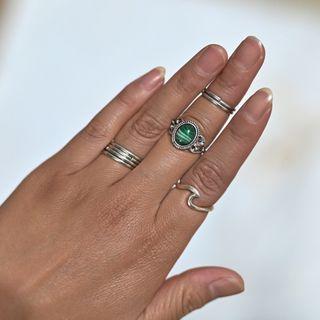Set Of 8: Alloy / Turquoise Ring (assorted Designs) Silver - One Size