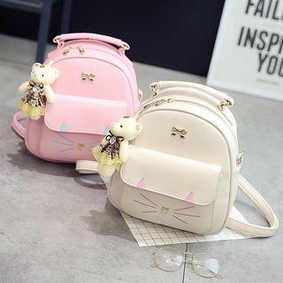 Faux-leather Cat Face Backpack
