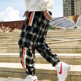 Plaid High-waist Cargo Pants