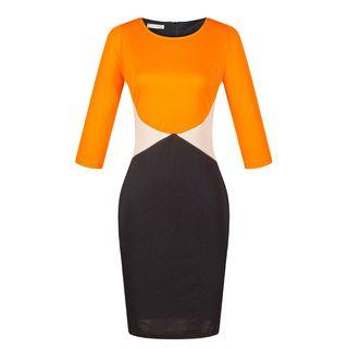 3/4-sleeve Color Block Sheath Dress