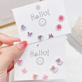Set Of 3 Pairs: Sterling Silver Stud Earring