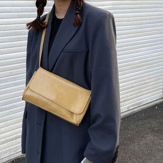 Faux Leather Crossbody Bag Mustard Yellow - One Size