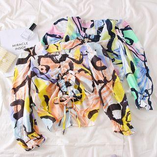 Printed Drawstring Blouse