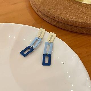 Rectangle Alloy Dangle Earring 1 Pair - Blue - One Size