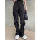 High-waist Shirred Straight Leg Pants