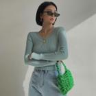 Slim-fit Ribbed Knit Top In 5 Colors