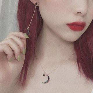 Rhinestone Pendant Choker / Earring / Set