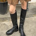 Lug-sole Pleather Tall Boots