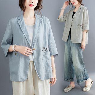 Embroidered 3/4-sleeve Blazer