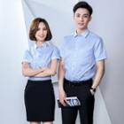 Set: Pinstriped Short Sleeve Shirt + Dress Pants / Skirt