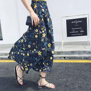 Tie-waist Floral Maxi Chiffon Skirt