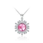 Sparkling Snowflakes Pendant With Rose Red Austrian Element Crystal And Necklace