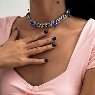 Rhinestone Butterfly Chain Choker